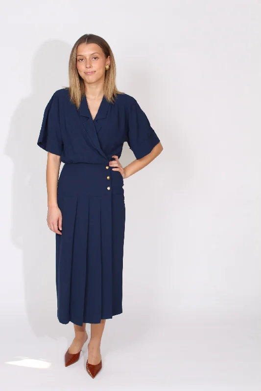 Navy Blue Midi Dress