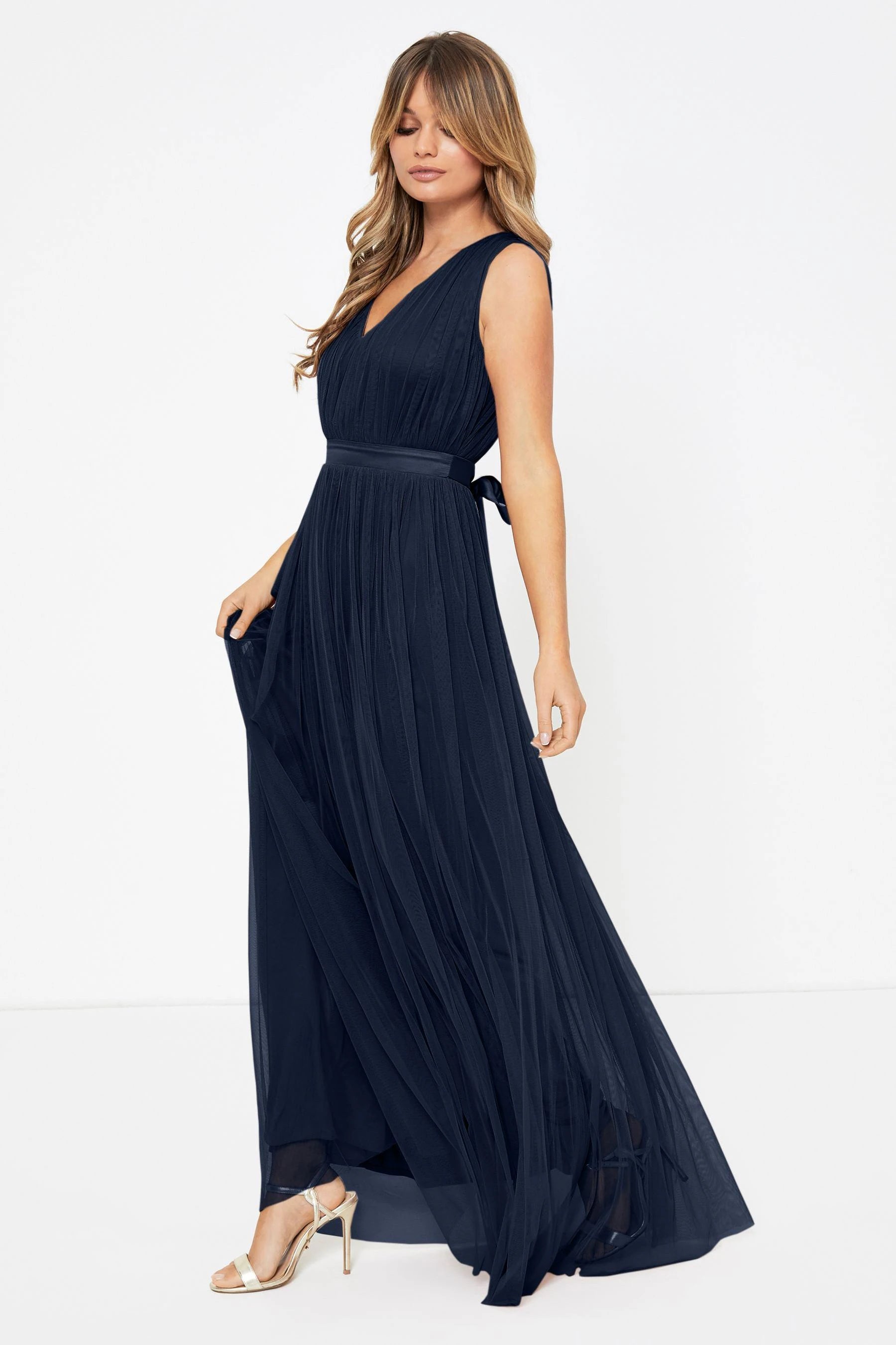 Navy Tulle Maxi Dress