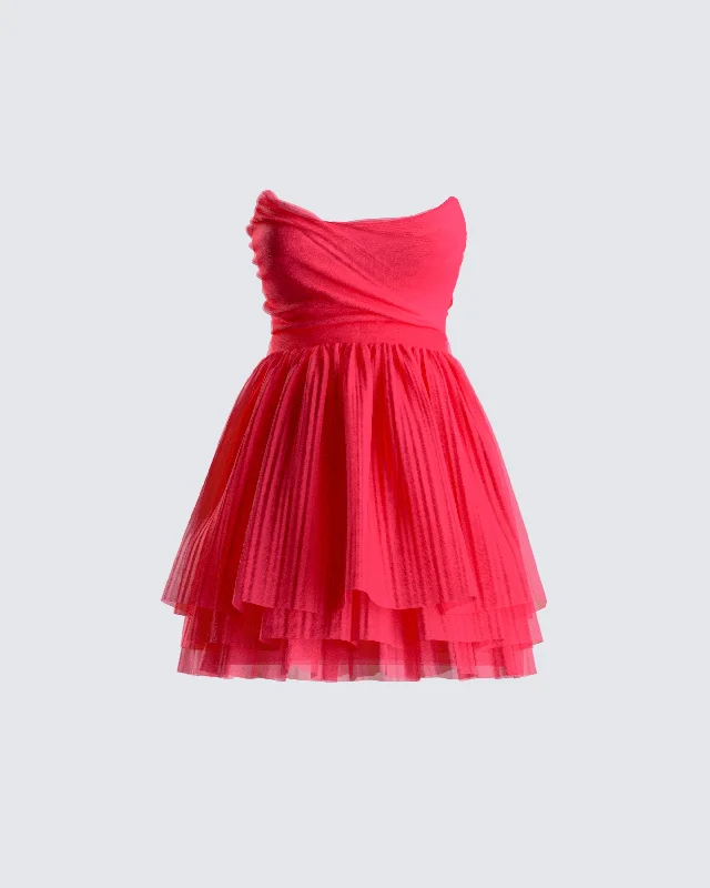 Nelly Hot Pink Tulle Mini Dress