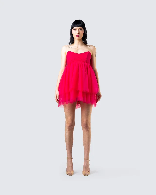 Nelly Hot Pink Tulle Mini Dress