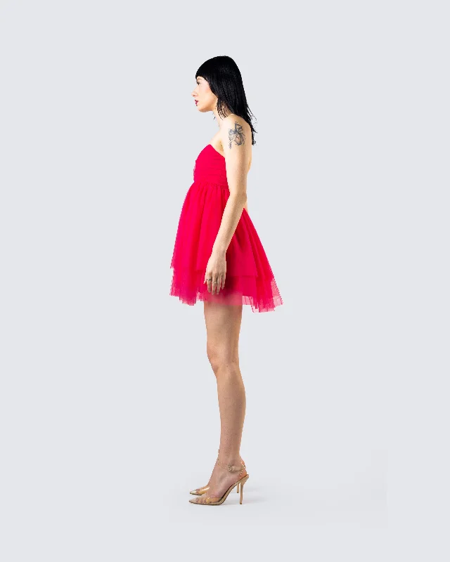 Nelly Hot Pink Tulle Mini Dress