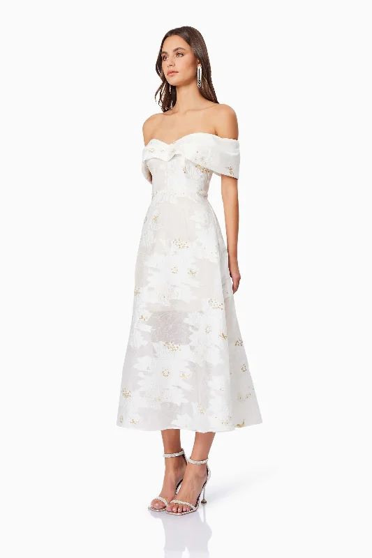 Octavia Sweetheart Midi Dress In White - Pre Order