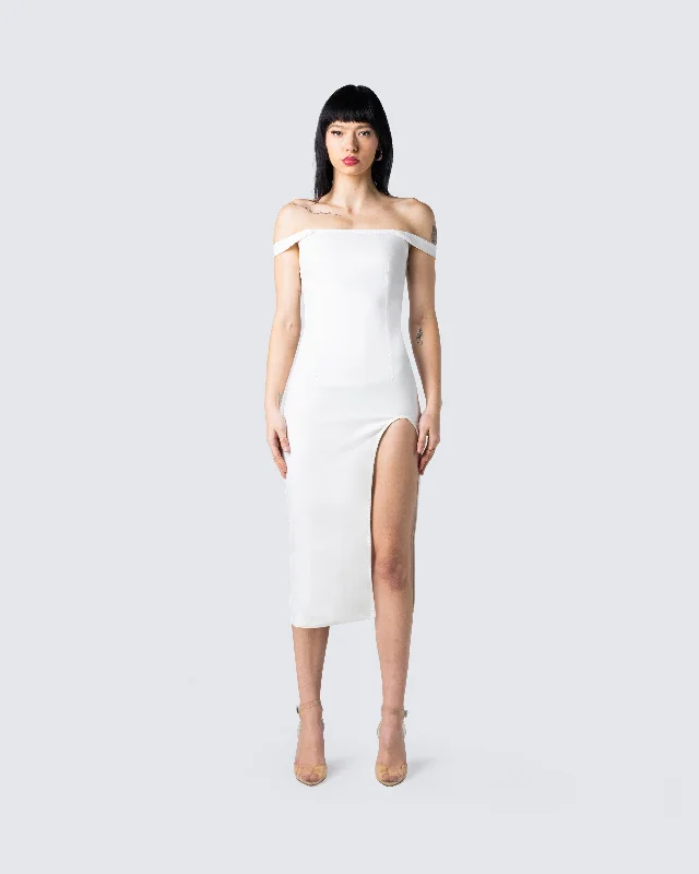 Ophelia White Midi Dress