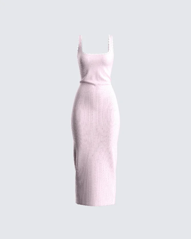 Rai Pink Rib Knit Midi Dress