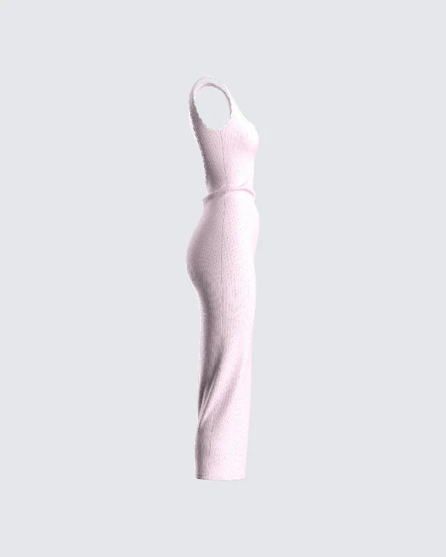 Rai Pink Rib Knit Midi Dress