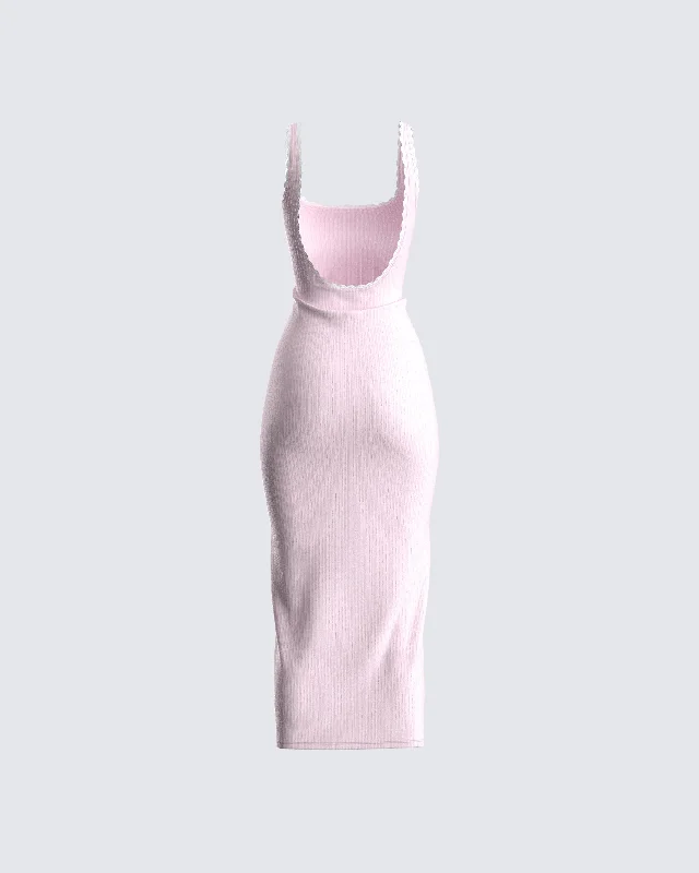 Rai Pink Rib Knit Midi Dress