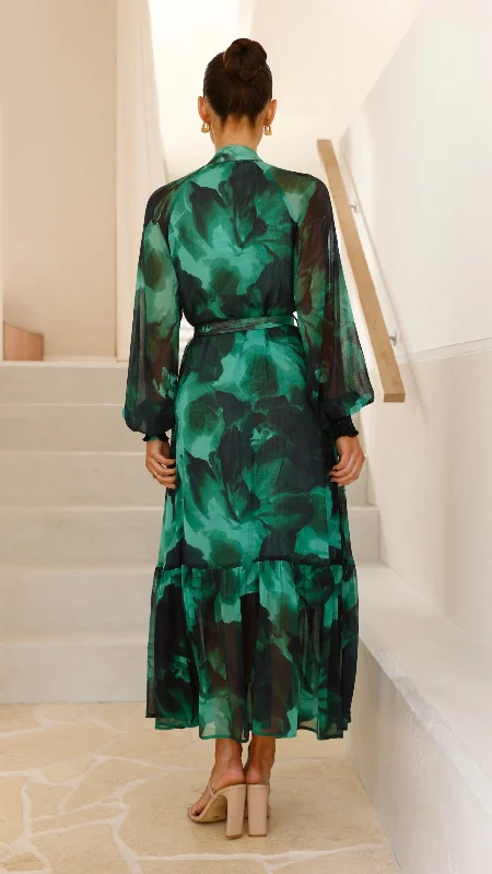 Renata Maxi Dress - Green Print