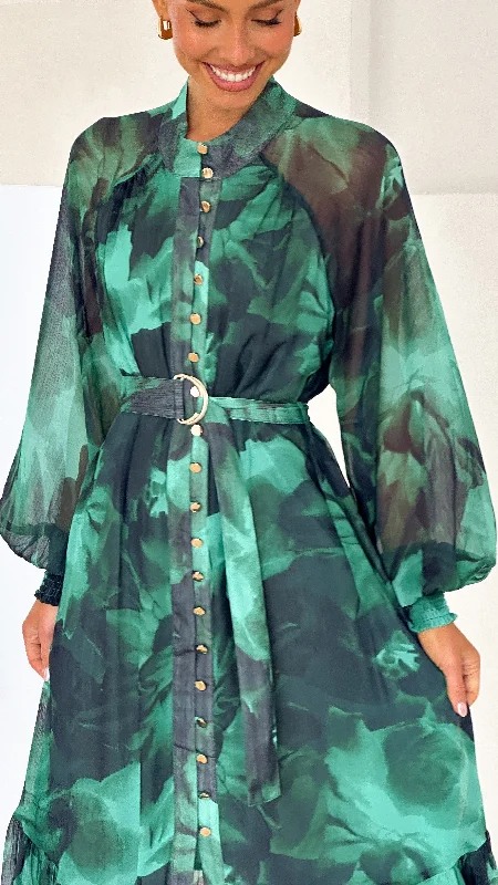 Renata Maxi Dress - Green Print