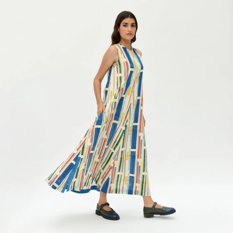 Organic Cotton Maxi Dress | Blue