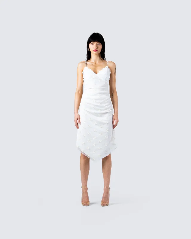 Rosa White Midi Dress