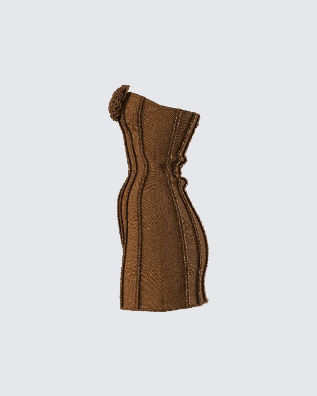 Ruby Brown Strapless Mini Dress