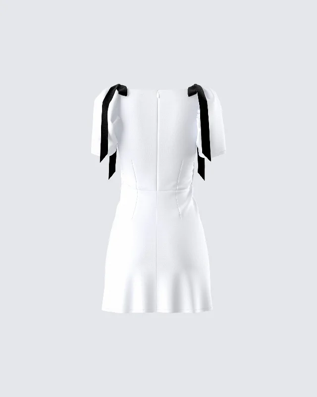 Rupa White Puff Sleeve Mini Dress