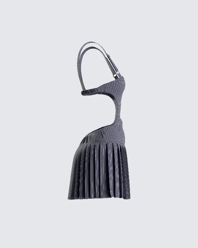 Samus Grey Pinstripe Mini Dress