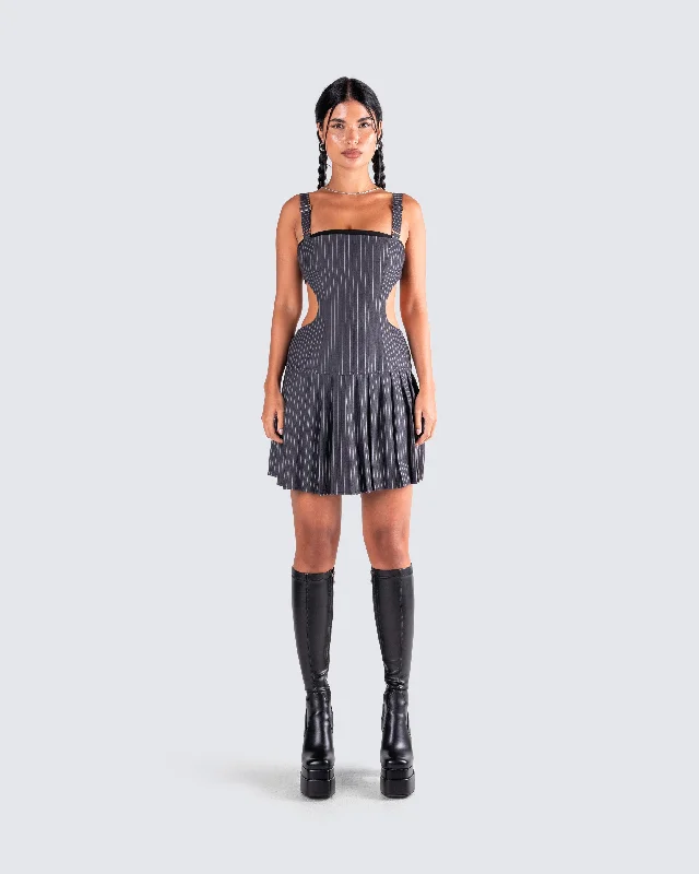 Samus Grey Pinstripe Mini Dress