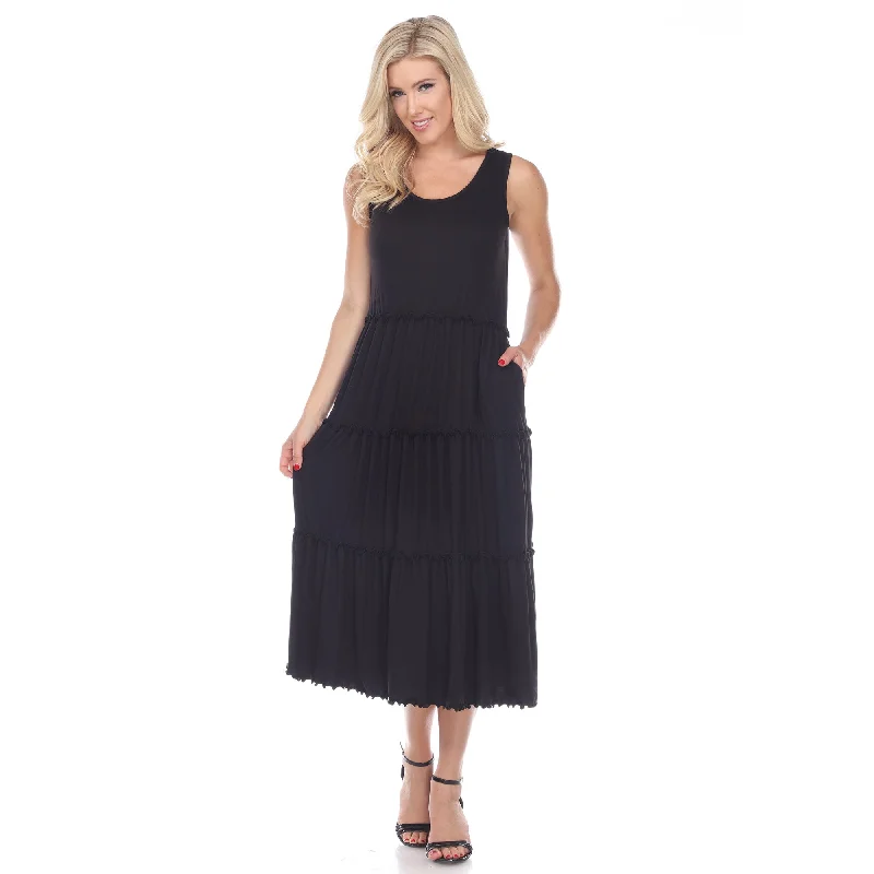 Scoop Neck Tiered Midi Dress