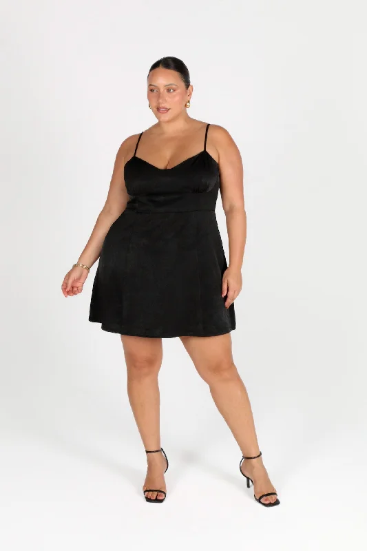 SOFIA SILKY SLIP MINI DRESS BLACK