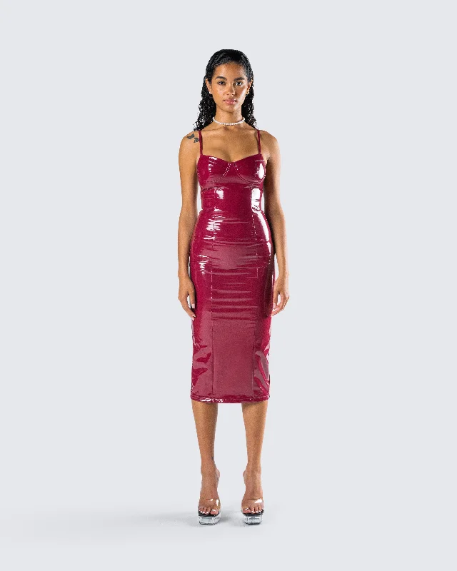 Soraya Burgundy Midi Dress