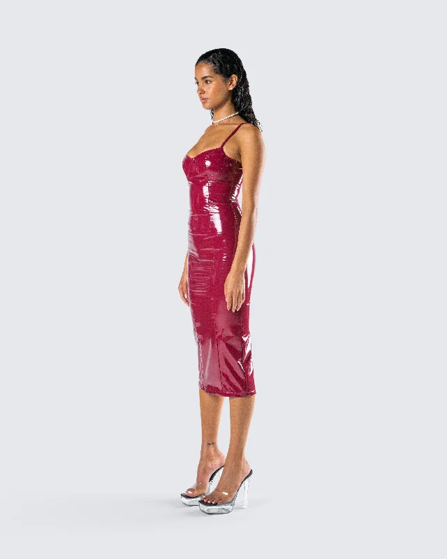 Soraya Burgundy Midi Dress