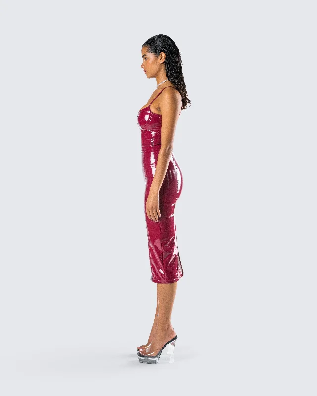 Soraya Burgundy Midi Dress