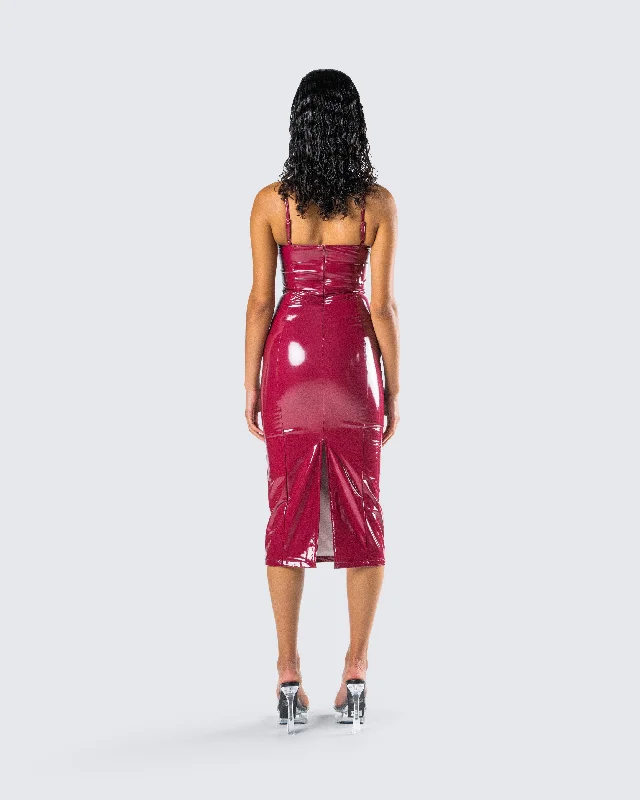 Soraya Burgundy Midi Dress