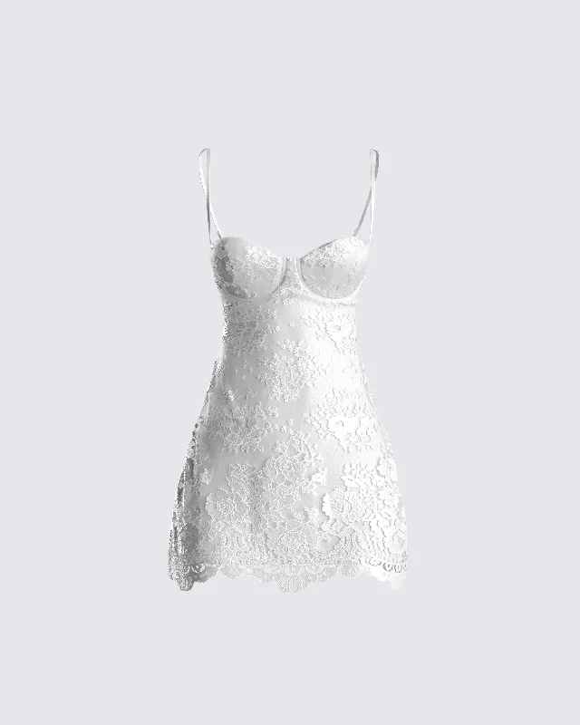 Suzette White Lace Mini Dress