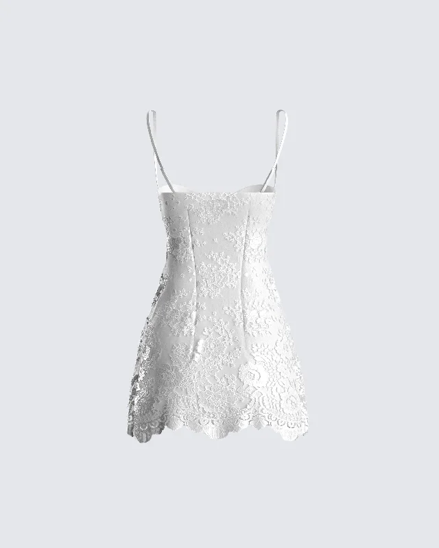 Suzette White Lace Mini Dress