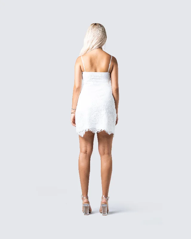 Suzette White Lace Mini Dress