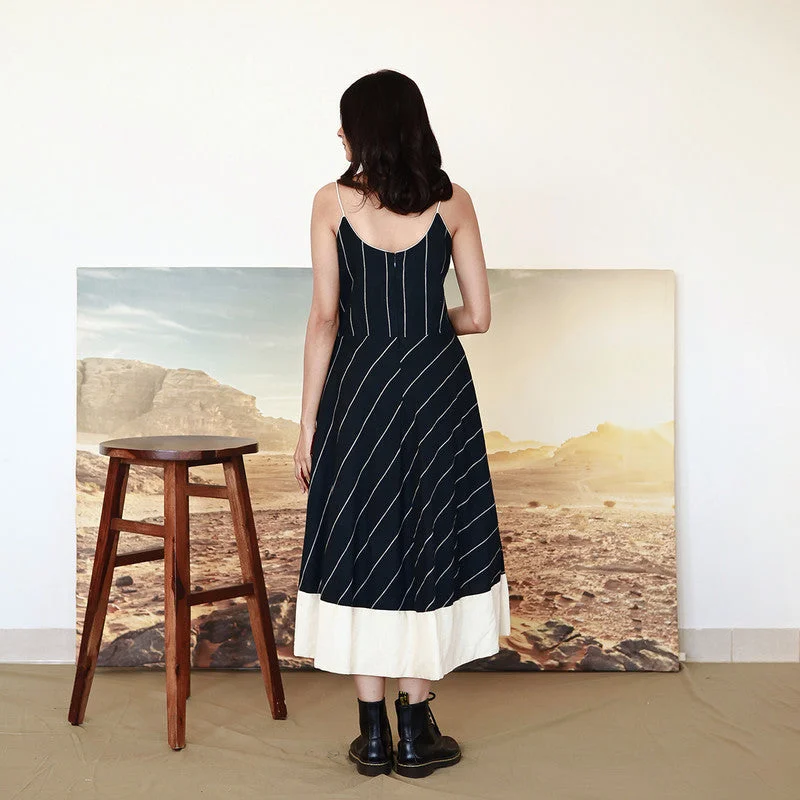 Dress for Women | Pure Cotton Maxi Dress | Striped | Black