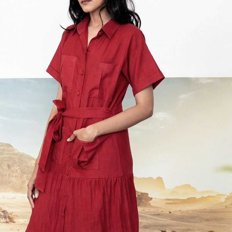 Maxi Dress for Women | Pure Cotton Dress | Red