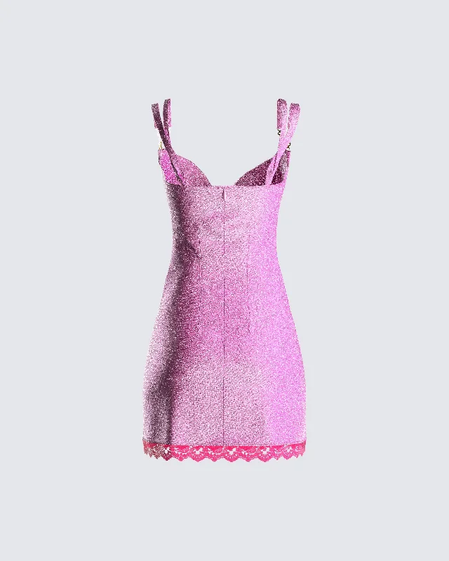 Trudy Pink Cowl Neck Mini Dress