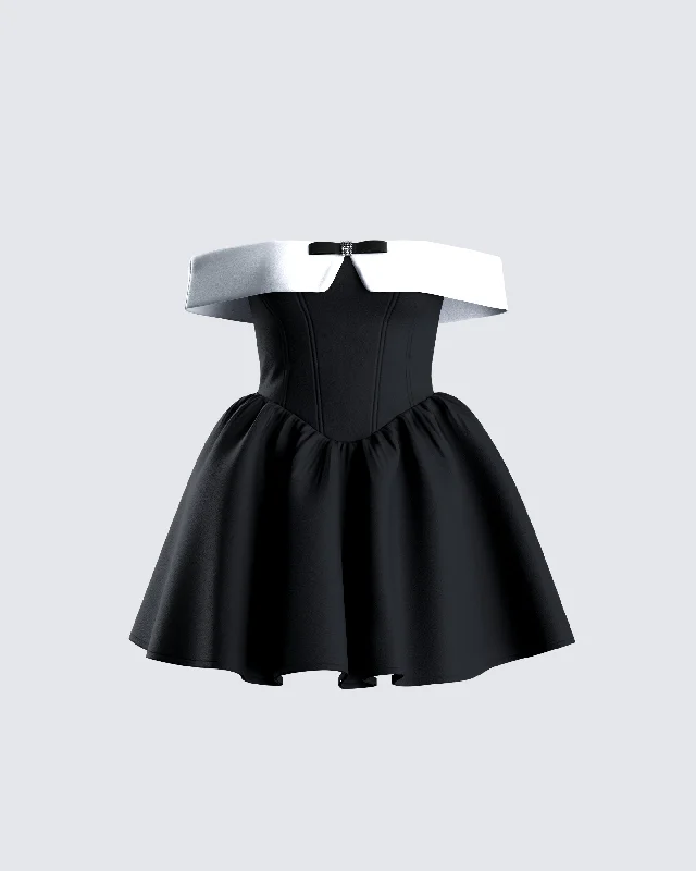 Vale Black Off Shoulder Mini Dress