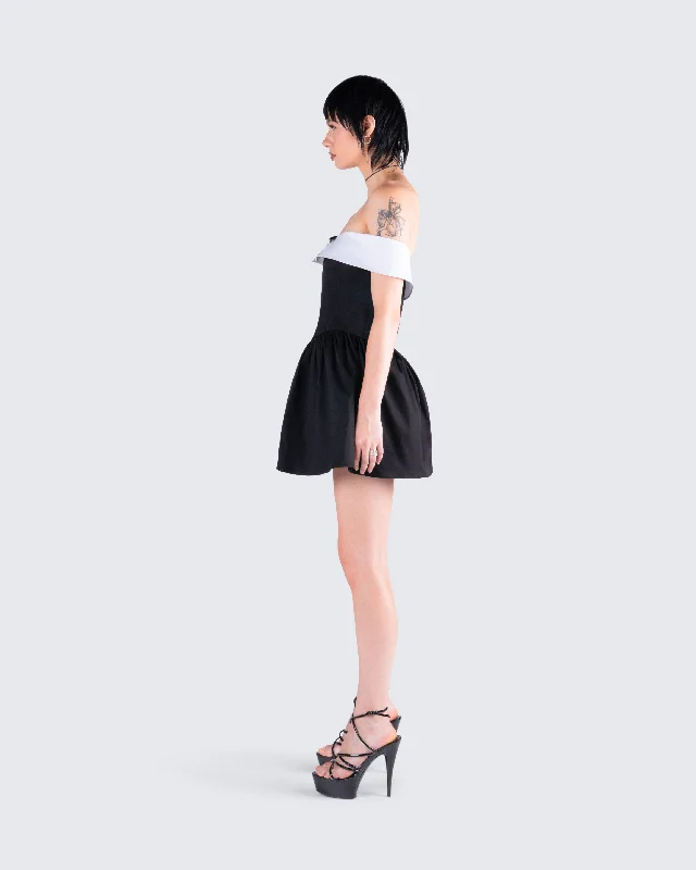 Vale Black Off Shoulder Mini Dress