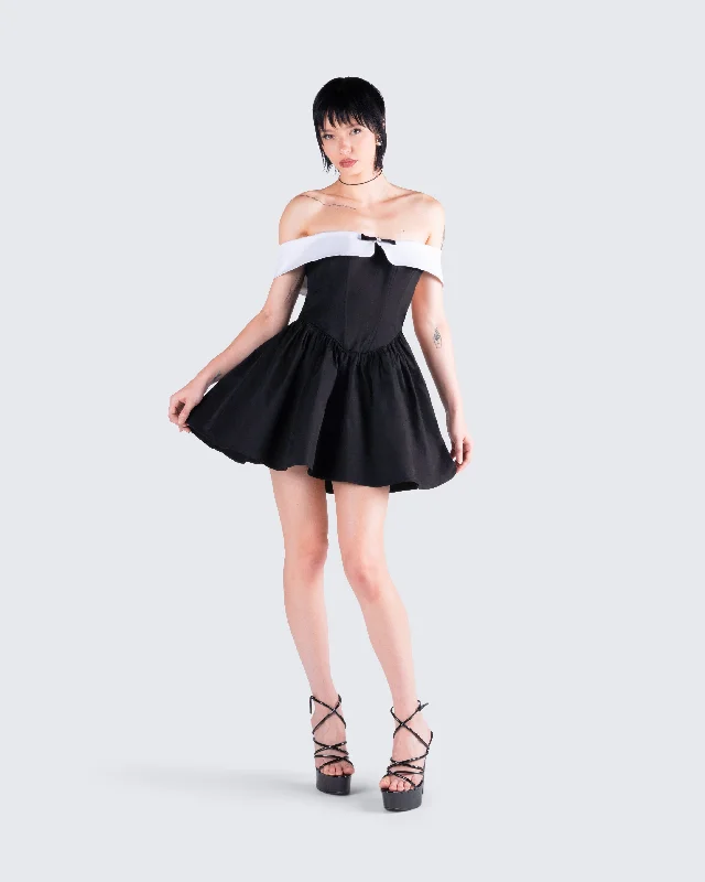 Vale Black Off Shoulder Mini Dress