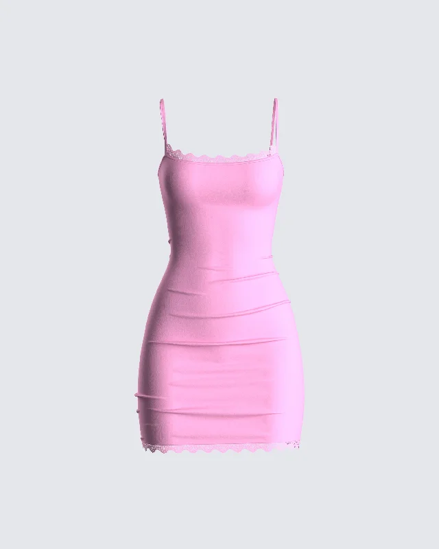 Veronica Pink Jersey Mini Dress