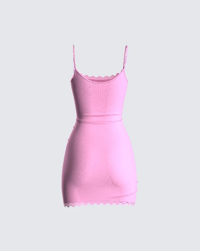 Veronica Pink Jersey Mini Dress