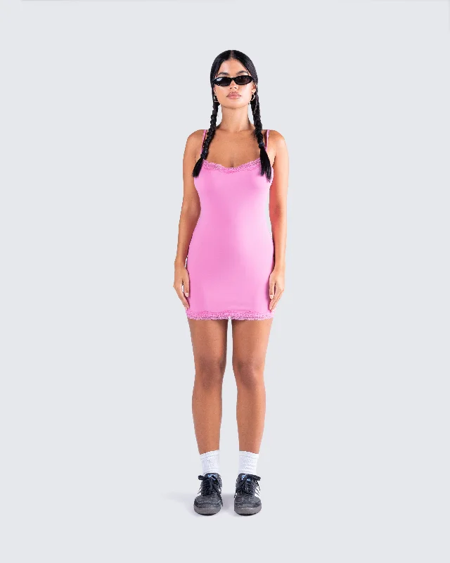 Veronica Pink Jersey Mini Dress