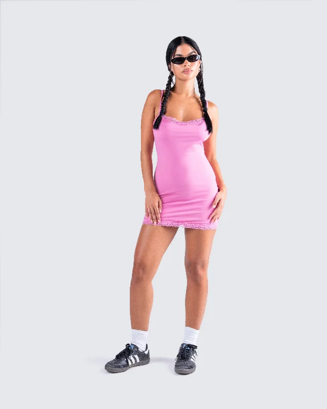 Veronica Pink Jersey Mini Dress