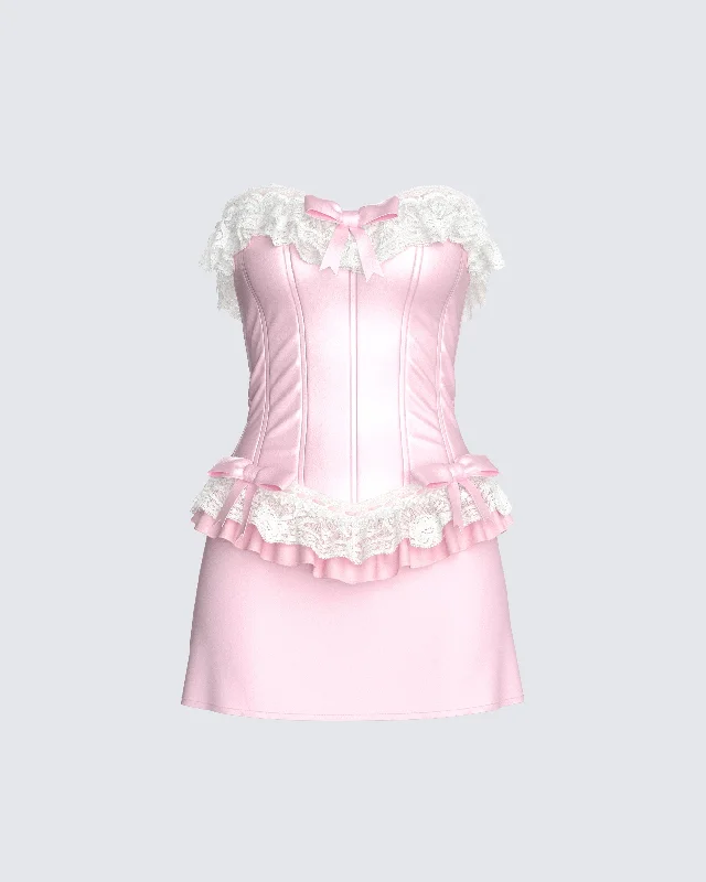 Vienna Pink Ruffle Mini Dress