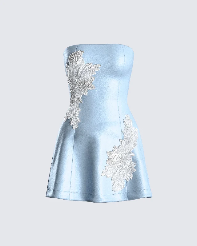 Viv Blue Applique Mini Dress