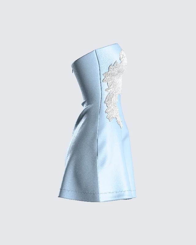 Viv Blue Applique Mini Dress