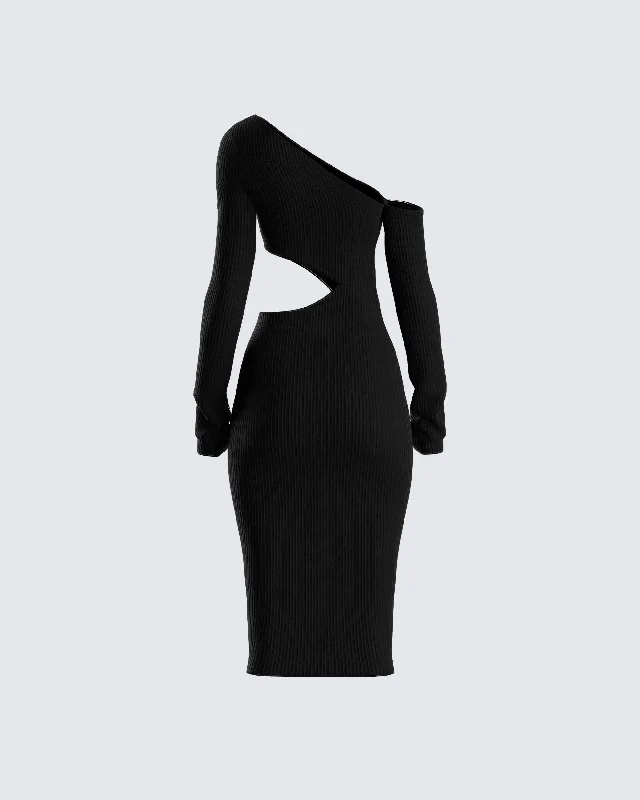 Xander Black Cut Out Midi Dress