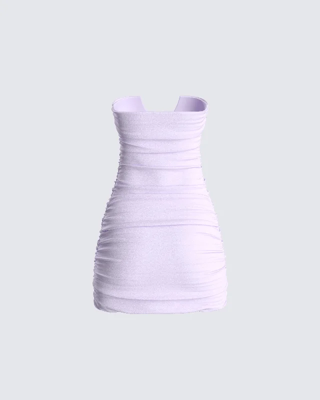 Zoan Lavender Ruched Mini Dress