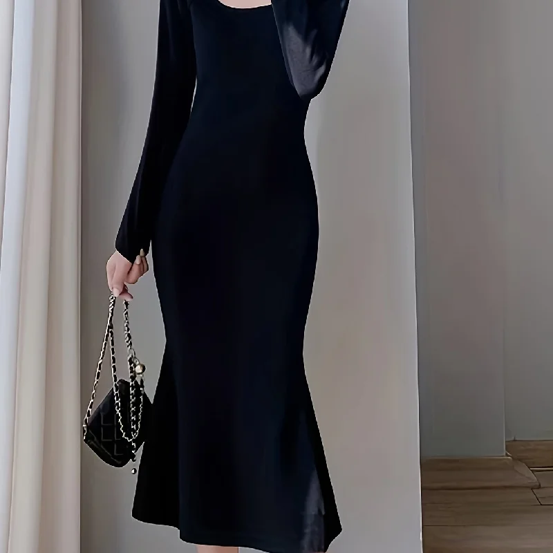 Sixsr Cut Out Bodycon Dress, Elegant Long Sleeve Dress For Party & Banquet, Women's Clothing