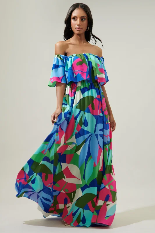 Ginger Tropics Enamored Off the Shoulder Ruffle Dress