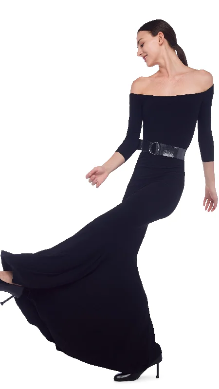 OFF SHOULDER FISHTAIL GOWN