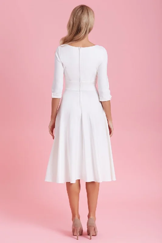 Scarlette Bridal White Long Sleeved Midi Dress