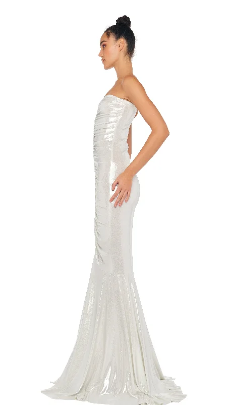 STRAPLESS SHIRRED FRONT FISHTAIL GOWN