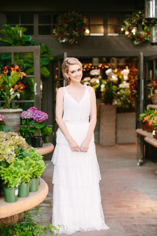 The Taylor White Polka Dot Lace Maxi Skirt