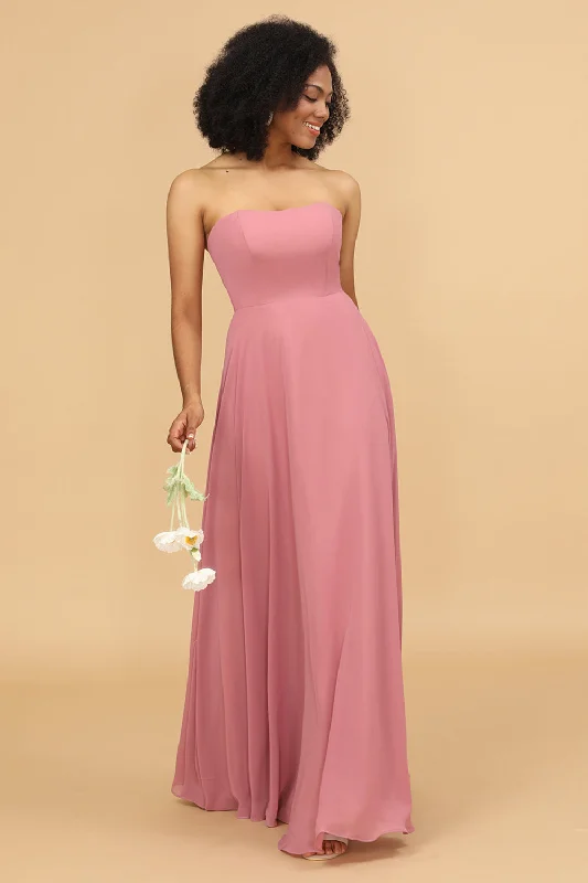 Chiffon A Line Blush Bridesmaid Dress