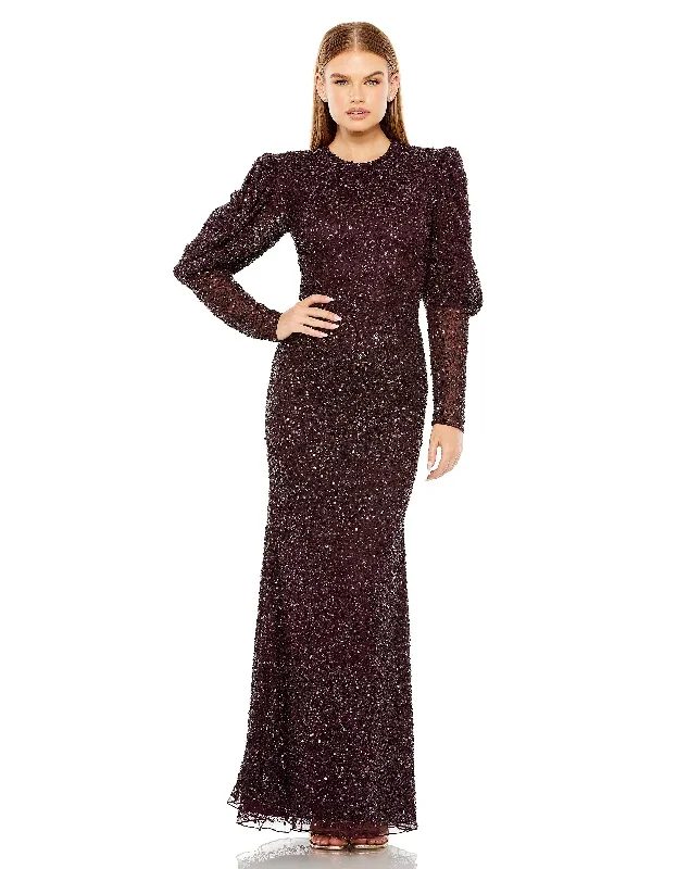 Puff Sleeve Beaded Gown